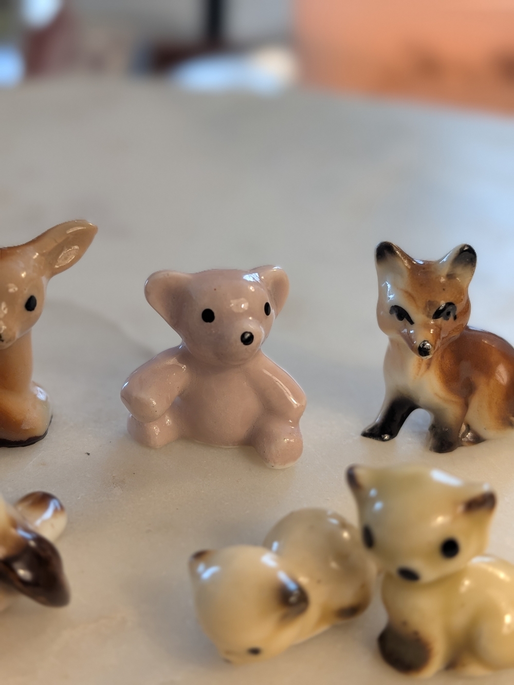 Mini Ceramic Woodland Animal Figurine Set Of 6 Vintage - Picture 6 of 14
